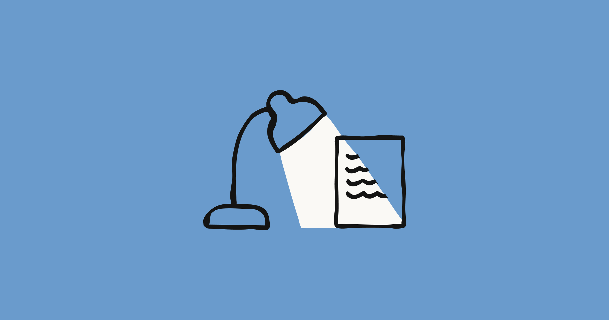 A lamp shining on a document 